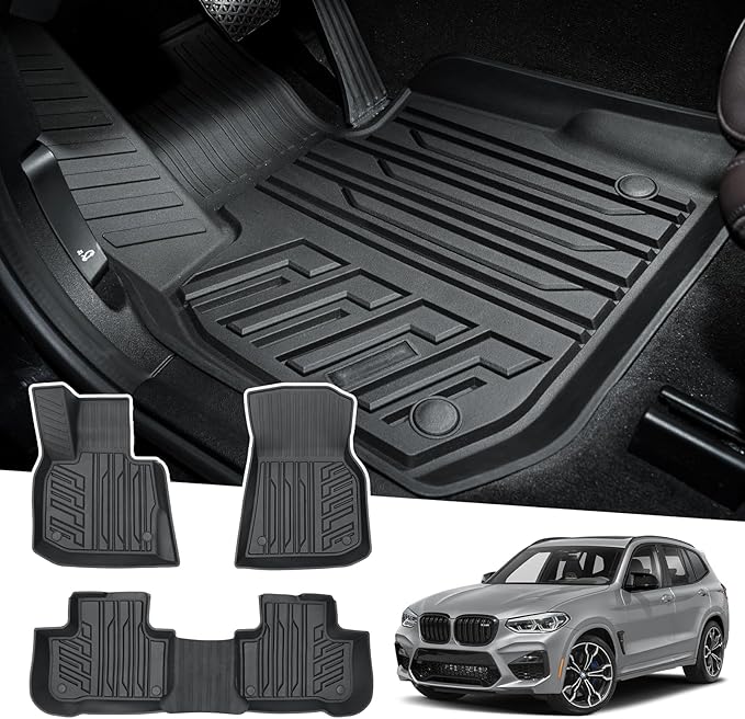 Powerty Floor Mats for 2018-2024 BMW X3 / 2019-2024 BMW X4, Custom Fit for BMW X3 Accessories, 3D TPE All Weather Car Mats Heavy-Duty Floor Liners (Fit All Models)