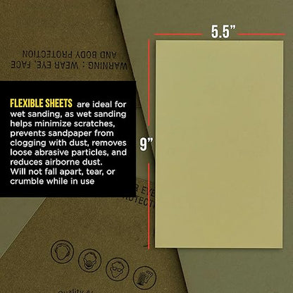 Dura-Gold Premium 7000 Grit Wet or Dry Sandpaper Sheets, 5-1/2" x 9", Box of 25 - Auto Car Color Sanding Detailing, Polishing Wood, Plastic, Glass, Epoxy, Stone, Metal Finishing Hand Sand Block Sander