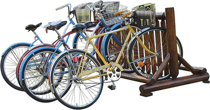 13-Place Bike Log Rack, Outdoor Bike Stand, Freestanding Commercial Bicycle Storage Racks, Standing Rack for Bikes, Bicycle Parking Floor Stand, Ebike Racks, Fat Tire Bikes for Men - Canyon Brown