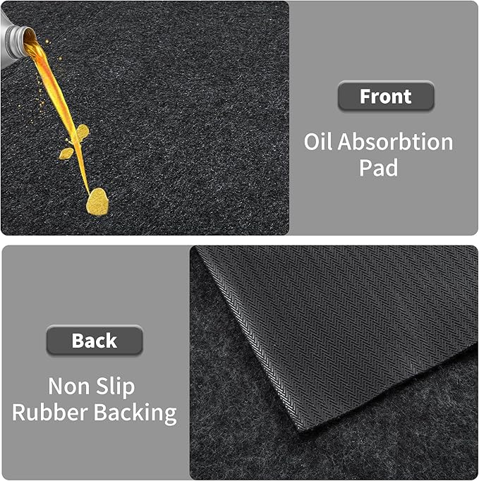 HOMBYS Extra Large Garage Floor Mat for Under Car,Floor Mats for Garage with Rubber Backing,Non Slip Garge Rug,Waterproof Backing Garage Carpet,Motorcycle Absorbent Oil Spill Mat,7'4"x20'