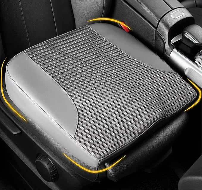 Car Seat Cushion, Comfortable Memory Foam Seat Pillow for Driving, Sciatica-Back Pain Relief, Cushion for Car-Truck, Office, Wheelchair - Dark Grey