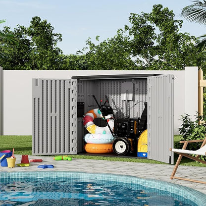 Outdoor Storage Cabinet for Patio & Garden Shed, 37Cu.ft Outdoor Storage Shed Waterproof,Horizontal Outdoor Cabinet for Garage, Pool Storage.