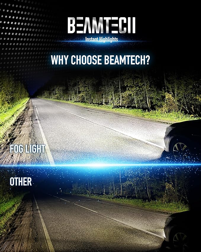 BEAMTECH 9006 Bulbs, Fanless In Line HB4 Fog Light Bulb 6500K Xenon White Fog Light Of 2