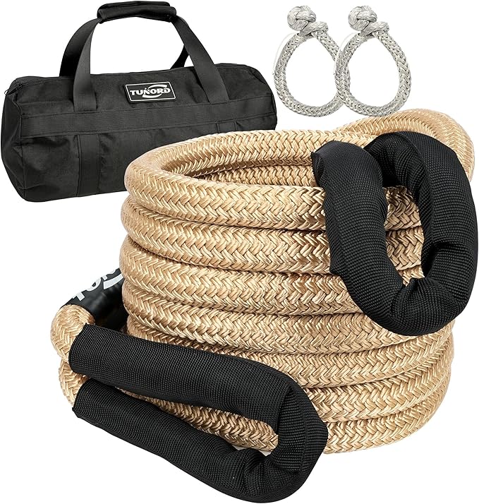 Kinetic Recovery Tow Rope Heavy Duty Offroad Snatch Strap for for Trucks SUV UTV ATV Tractor Car Jeep, Tractor, Bobcat, Ram 2500, Silverado 2500, Ford F250 (Green, 7/8" x 20')
