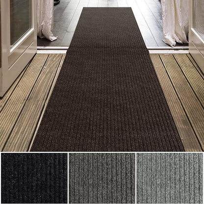 iCustomRug Spartan Weather Warrior Indoor/Outdoor Utility Ribbed Carpet Runner with Non-Slip Thermoplastic Rubber Backing, 6ft X 10ft in Brown