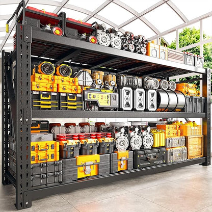 Bepatio 77" W Garage Shelving Storage Shelves, 3 Tier Metal Shelving Unit Heavy Duty for Storage, Adjustable Black Shelves for Commercial, Industrials, Garage, Basement, 77.2" W*23.7" D*66.2”H