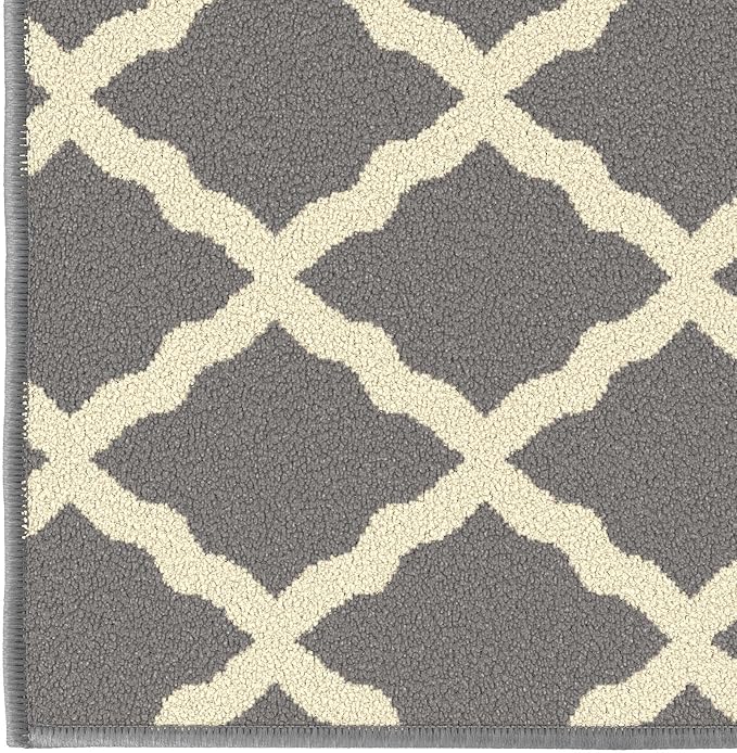 Ottomanson Hallway Runner Rug 20" x 59" Non Slip Trellis Area Rugs Easy to Clean Laundry Rug Runner Durable & Pet Friendly Floor Carpet Runners for Hallways Entryway Living Room Kitchen, Gray
