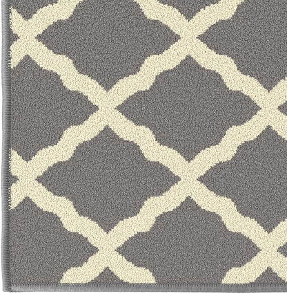 Ottomanson Hallway Runner Rug 20" x 59" Non Slip Trellis Area Rugs Easy to Clean Laundry Rug Runner Durable & Pet Friendly Floor Carpet Runners for Hallways Entryway Living Room Kitchen, Gray