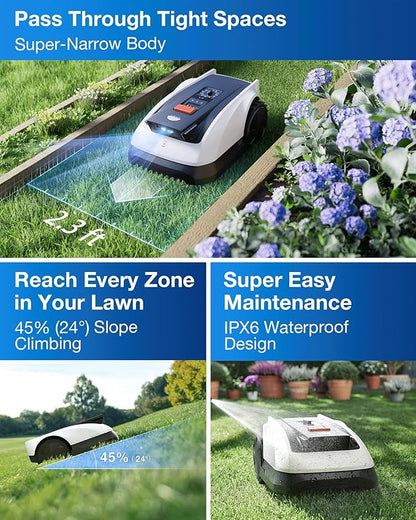 ECOVACS Goat O1000 RTK Robot Lawn Mower, Perimeter Wire Free Vision Robotic Lawnmower for 1/4 Acres Lawn, Automated Mapping, APP Control, 3D Obstacle Avoidance, Zero-Edge Cutting
