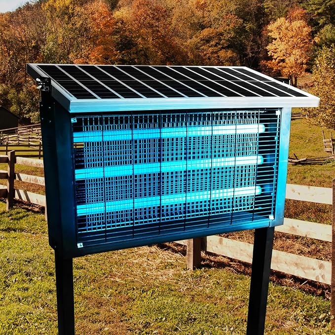 Powerful Super Large Solar Bug Zapper Outdoor for 8000 sq.ft, Poartable Rechargeable Mosquito Zapper with High Powered, Cordless Solar Fly Zapper for Patio Garden Backyard RV Camping Pond Pest Control