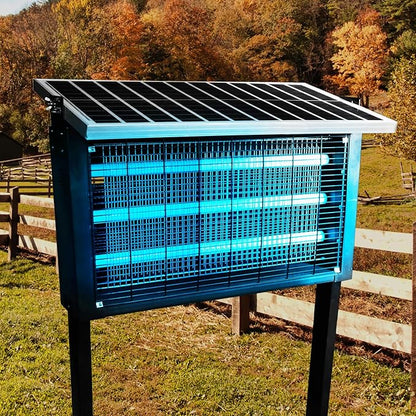 Powerful Super Large Solar Bug Zapper Outdoor for 8000 sq.ft, Poartable Rechargeable Mosquito Zapper with High Powered, Cordless Solar Fly Zapper for Patio Garden Backyard RV Camping Pond Pest Control