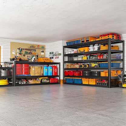 REIBII 3500LBS Garage Shelving, Adjustable Storage Shelves Heavy Duty, 6 Tier Heavy Duty Shelving, Metal Shelving Unit for Warehouse, Basement, Industrial, 55" W x 26" D x 84" H, Black