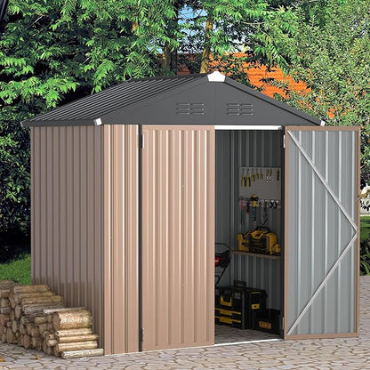 U-MAX 6x4 Storage Sheds & Outdoor Storage, Small 4x6 Outdoor Storage Garden Outside Shed kit, Galvanized Metal Utility Shed for Backyard, Patio and Lawn