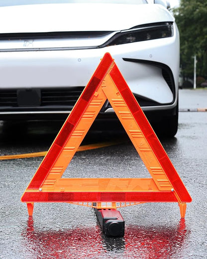 3 Pack Warning Triangle DOT Approved, Foldable Emergency Safety Reflective Triangles for Roadside Vehicles Breakdown with Carrying Case
