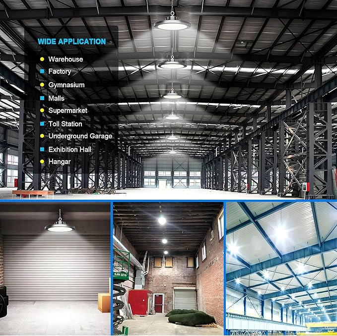 2Pack 250W UFO LED High Bay Light,30000lm 6000K Daylight 2500W Equivalent with US Plug Cable LED Garage Lights Commercial Warehouse Area Light Workshop Garage Factory Lowbay Area Lighting