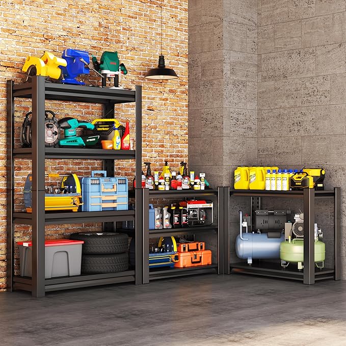 Metal Garage Shelving Unit, Heavy Duty 4-Tier Adjustable Storage Rack, Steel Shelving,2000 lbs Capacity, Industrial Shelves for Heavy Tools and Equipment (4-Tier 54" H x 16" W x 16" D)