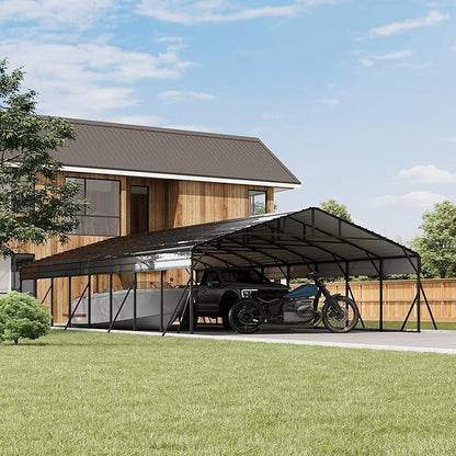 20' x 40' x 8.5' Heavy Duty Metal Carport with Galvanized Steel Roof, Steel Carport Kits Outdoor with Metal Roof, Galvanized Car Shelter for Tractors, Pickup, Boat, Car