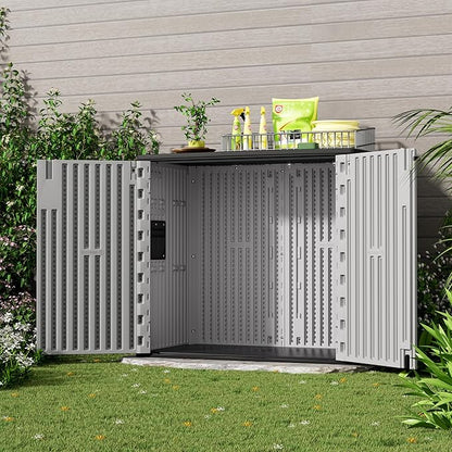 Outdoor Storage Cabinet for Patio & Garden Shed, 37Cu.ft Outdoor Storage Shed Waterproof,Horizontal Outdoor Cabinet for Garage, Pool Storage.