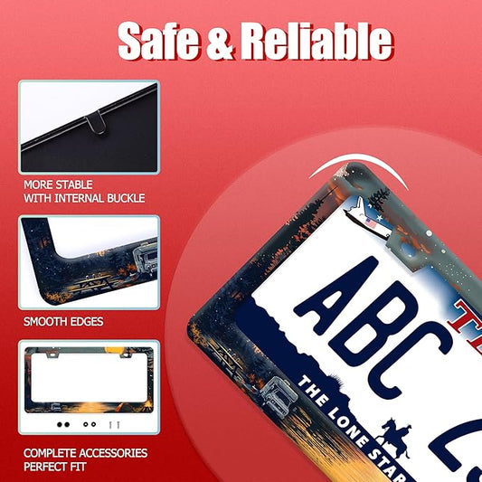 Camping License Plate Frame Personalized Forest License Plate Frames Funny Auto Accessories Bracket Stainless Steel License Plate Holder 6x12 Inch