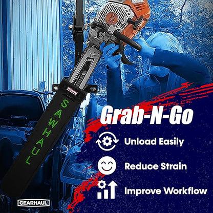 SawHaul Snap-Lok Universal Chainsaw Carrier Kit for Tractors and Skid Steers – 36 Inch Green Scabbard with Rotating Mount – Compatible with All Chainsaw Brands – Made in USA