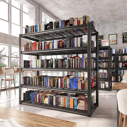 REIBII 48.2''W Garage Shelving Heavy Duty Metal Shelving 3000LBS Storage Shelves Adjustable Metal Shelves Industrial Garage Shelf for Warehouse Basement, 2 Pack