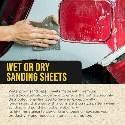 Dura-Gold Premium 7000 Grit Wet or Dry Sandpaper Sheets, 5-1/2" x 9", Box of 25 - Auto Car Color Sanding Detailing, Polishing Wood, Plastic, Glass, Epoxy, Stone, Metal Finishing Hand Sand Block Sander