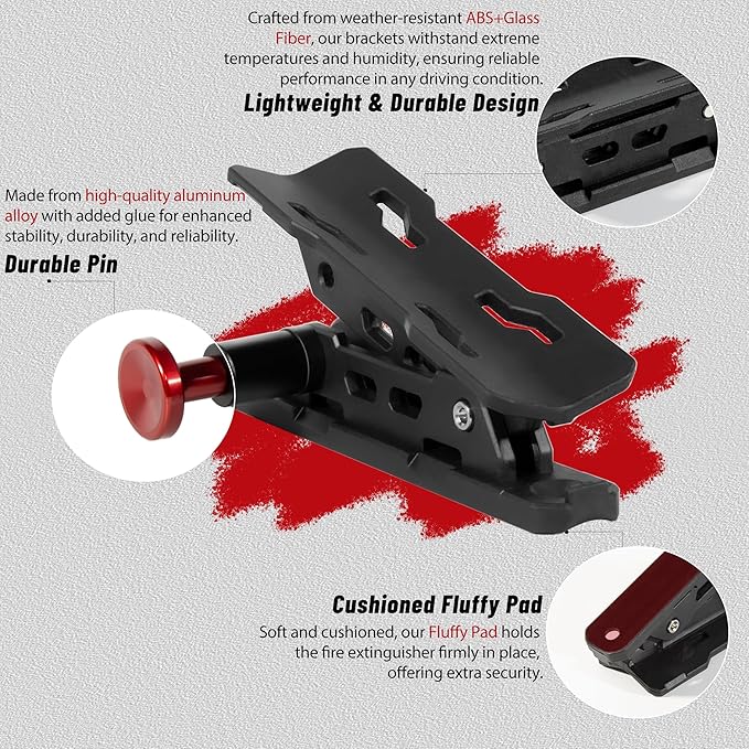Car Fire Extinguisher Mount Holder - Quick Release Fire Extinguisher Bracket for Jeep Wrangler JT, TJ, JL, JKU, UTV, Polaris RZR, Ranger, Can-Am X3, Yamaha, ATV, Tractor – Corrosion-Resistant