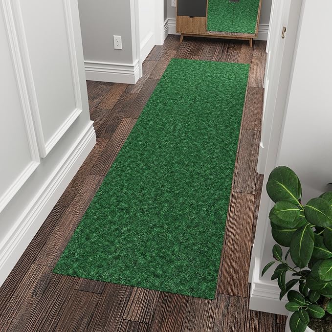 Ottomanson 6'6" x 3' Hallway Runner with Scraper Pile - Extra Durable Non-Slip Rug Mat for Indoor & Outdoor Use - Ideal for Kitchen, Entryway & Garage - High-Traffic Carpet, Green