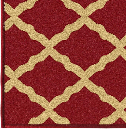 Ottomanson Hallway Runner Rug 20" x 59" Non Slip Trellis Area Rugs Easy to Clean Laundry Rug Runner Durable & Pet Friendly Floor Carpet Runners for Hallways Entryway Living Room Kitchen Bathroom, Red