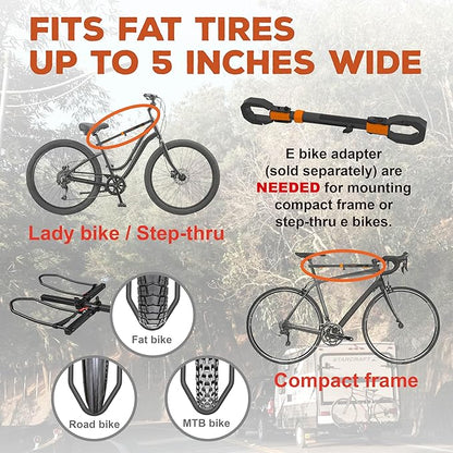 HYPERAX Volt RV -RV Approved Hitch Mounted 2 E Bike Rack Carrier for RV,Camper,Motorhome,Trailer,Toad with 2" Tow Hitch Receivers - Up to 2X 70lbs eBikes with Up to 5" Fat Tires