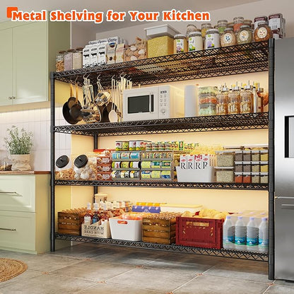 REIBII 60" W Storage Shelves 2878LBS Wire Shelving Unit with Wheels Heavy Duty Metal Shelving Adjustable Metal Shelves for Pantry,Kitchen,Garage,Basement,Business,Warehouse,School,60”W ×24”D×65.3”H