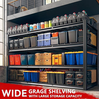 REIBII 60" W Garage Shelving Heavy Duty 2500LBS Storage Shelves 4-Tier Garage Shelves, Adjustable Metal Shelving for Warehouse, Pantry, Kitchen, Commercial, 60" W*60" H*24" D, 2 Pack
