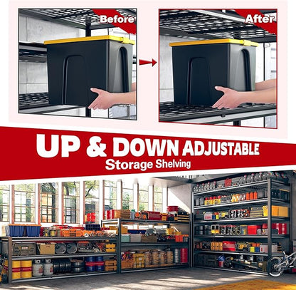 REIBII 60" W Garage Shelving, 2900LBS Storage Shelves, 6 Tier Heavy Duty Shelving, Adjustable Metal Shelving Units and Storage Rack for Warehouse, Pantry, Basement, 60" W x 84" Hx 24" D, 2 Pack