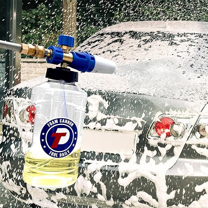Tool Daily Foam Cannon for Pressure Washer, Adjustable Foam Blaster, Snow Foam Lance with M22 and 1/4 Inch Quick Connect, Additional Orifice Nozzle 1.1mm, 1.5 Liter