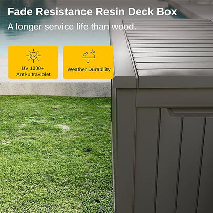 EAST OAK Outdoor Storage Box, 230 Gallon Deck Box,Grey - Lockable, Waterproof, UV-Resistant Large Storage Container for Patio Cushions & Garden Tools.
