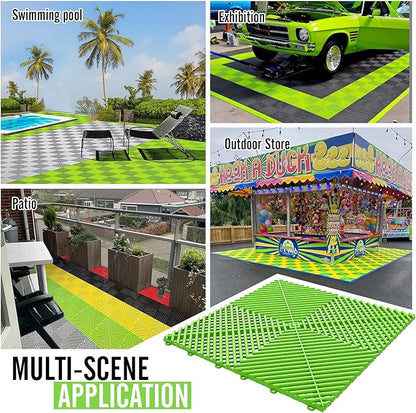 15.7"x15.7" Garage Flooring Tiles, Non-Slip Interlocking Plastic Garage Floor Mat, Garage Organization & Garage Storage, Vented Pattern (Sublime, 25PCS)