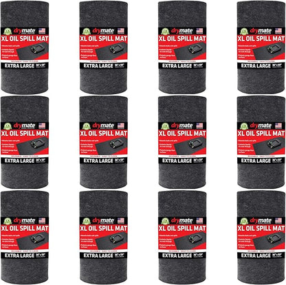 Drymate XL Oil Spill Mat (36" x 59") (12-Pack), Premium Absorbent Oil Pad, Reusable, Washable, Durable, Waterproof Backing Contains Liquids, Protects Garage Floor Surface (USA Made)