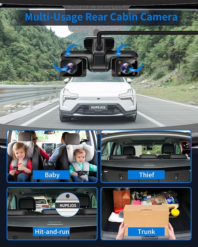 360° View 5 Channel Dash Cam Front and Rear with AI Driver Monitor System DMS, 4K Dash Camera for Cars, Built-in GPS WiFi Night Vision, Dashcam with 128G Card, 24/7 Parking Monitor Mode, V8 Ultra-5CH