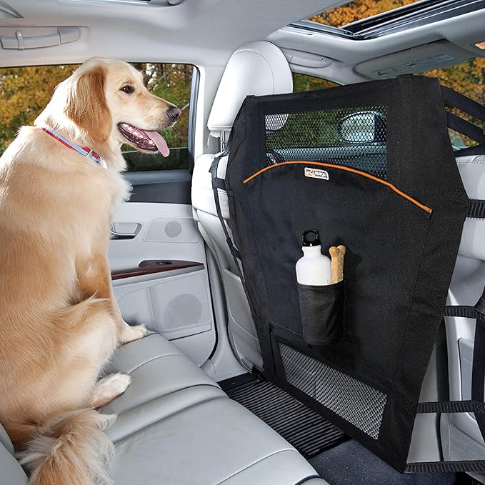 Kurgo Backseat Dog Barrier for Cars & SUV, Automotive Pet Barrier, Backseat Barrier for Dogs, Reduce Distractions While Driving, Mesh Opening, Easy Installation, Storage Pockets, Universal Fit