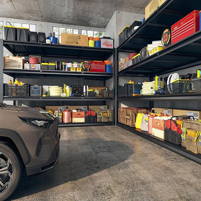 REIBII 60" W Garage Shelving Heavy Duty 2650LBS Storage Shelves Metal Shelving, Adjustable Garage Shelves, 4 Tier Industrial Shelf for Warehouse, Basement, Pantry, 60" W x 24" D x 60" H, 2 Pack