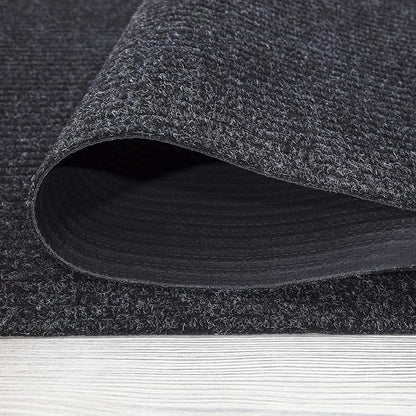 Ottomanson 5' x 6'6" Mud Mat Area Rug Scraper Carpet - Non-Slip, Dirt Trapping for Indoor & Outdoor Use - Ideal for Entryway, Garage, Kitchen, Patio & High-Traffic Areas, Black
