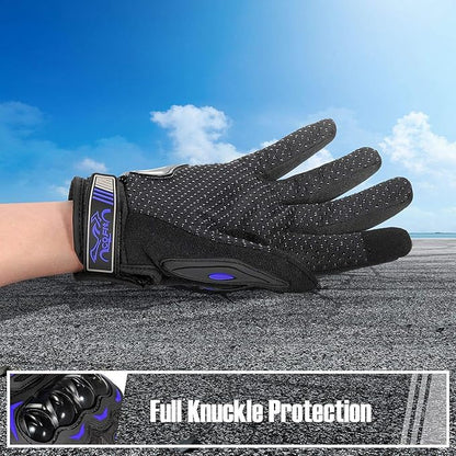 COFIT Motorcycle Gloves Breathable, Touchscreen Motorbike Gloves Anti-slip with Good Grip Hard Knuckles Protection for Men Women Motocross, BMX ATV MTB Cycling, Road Racing - Blue L