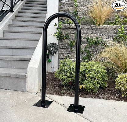 Sandbaggy Outside Bike Stand Floor - U Shaped & Commercial Standing Bike Rack - Premium Quality Galvanized Steel - Perfect Bicycle Floor Stand for Protection - Black, 14.5" x 34" - 1 Loop (20)
