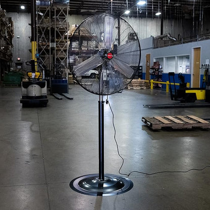 OEMTOOLS OEM24885 30" Oscillating Pedestal Fan, Adjustable Height for Garage, Shop, Gym, Warehouse 9500 CFM Airflow, 3-Speed Enclosed Motor, 3 Aluminum Blades, Dust-Resistant Industrial Purpose