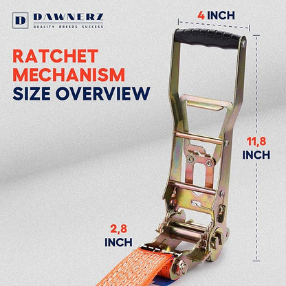 Heavy Duty Ratchet Straps 2 inch 30 ft - 11000 Lb Breaking Strength Double Wire J Hook Tie Down Ratchet Straps for Trucks and Trailer